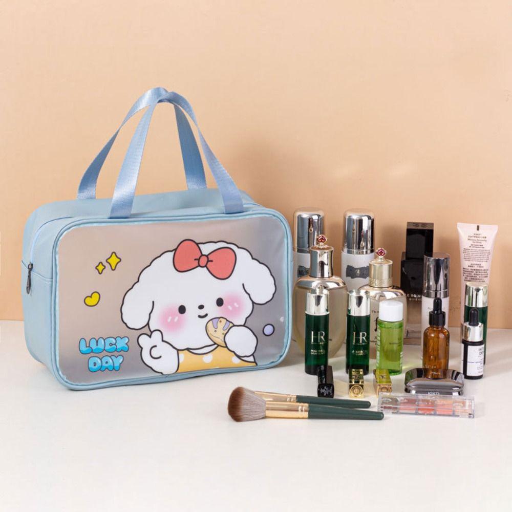 Portable Cartoon PVC Cosmetic Bag Ins Storage Bags Handbag Transparent Wash Bag  Travel