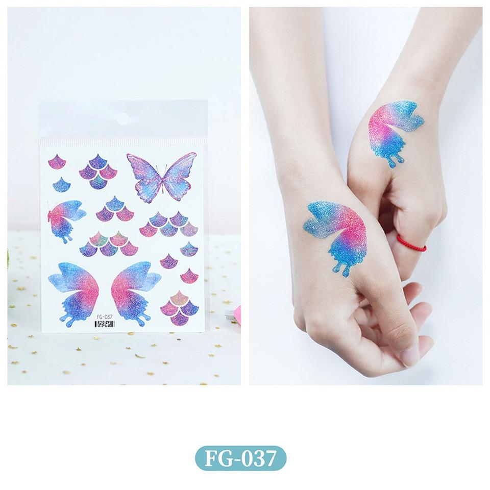 1pc Glitter Gradient Butterfly Wing Tattoo Eyeliner Face Sticker for Kids' Eye Makeup DIY