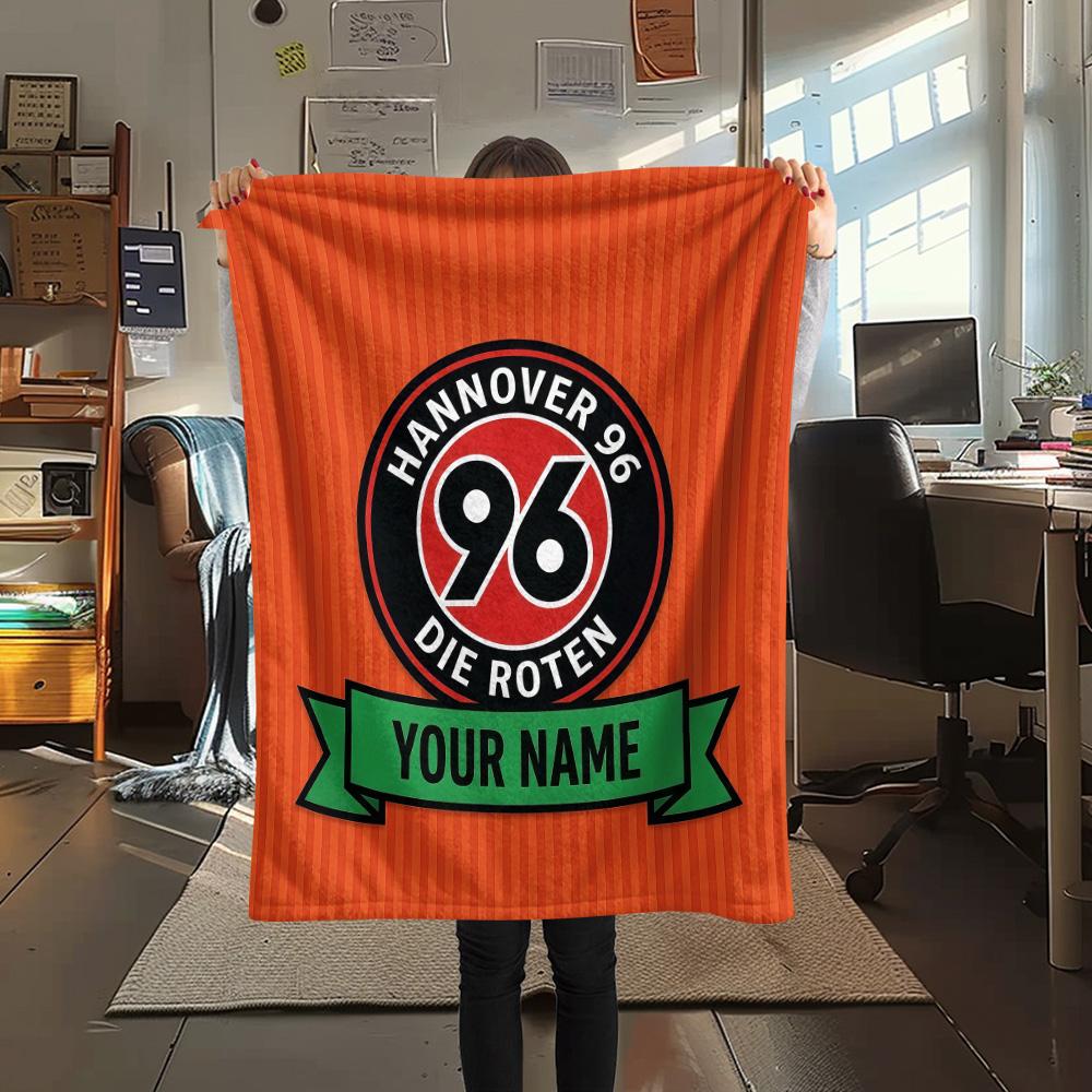 Custom Name Hannover 96 Flannel Blanket, High quality Comfortable for All Seasons, Home Decor, Warmth and Comfort
