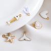 10pcs Trend White Enamel Ocean Coral Conch Fish Bones Fishtail Heart Charms Alloy Pendants DIY Necklace Keychain Jewelry Making