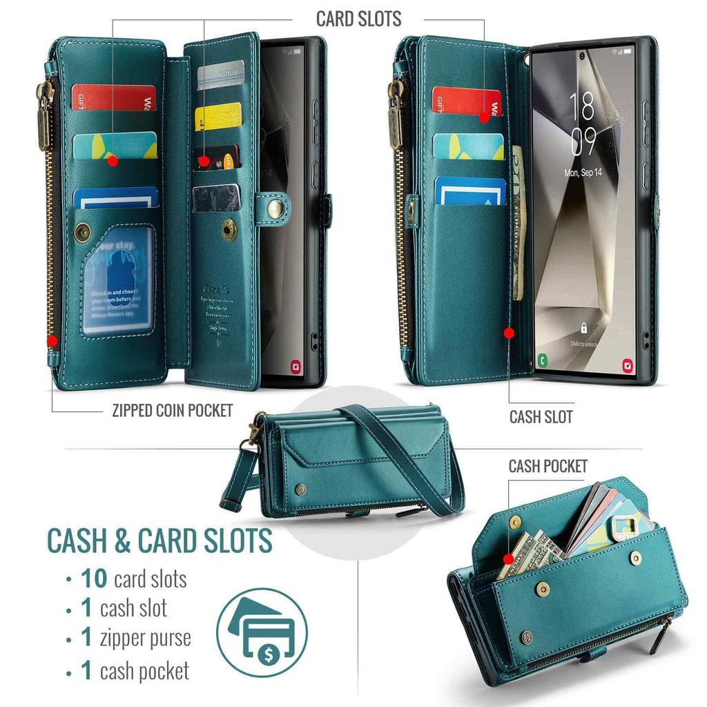 Tracolla per Samsung Galaxy S24 S23 Ultra S22 S21 S20 Custodia Portafoglio Porta Carte