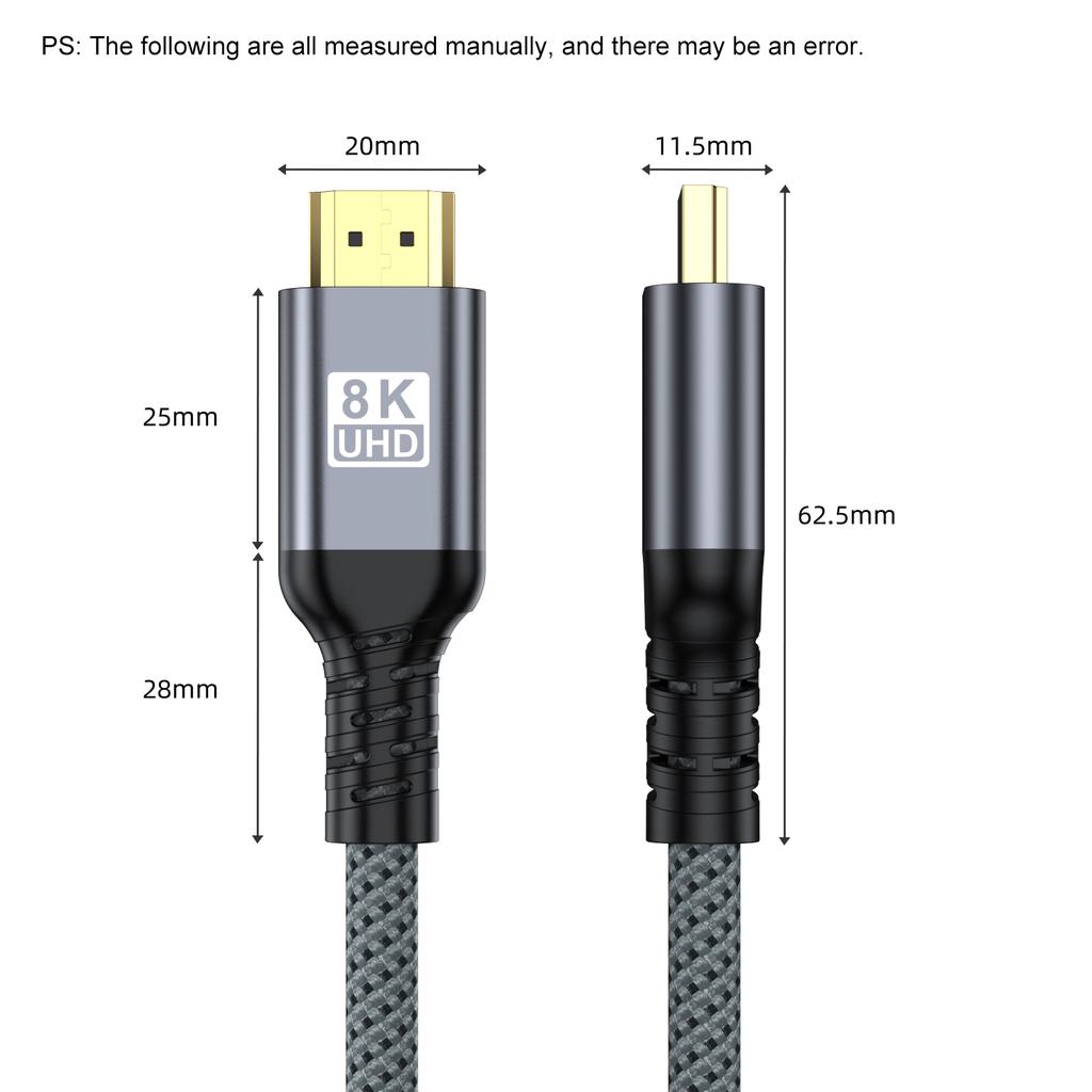 Gold plating HDMI 2.1 Cable 8K 60Hz 4K 120Hz 48Gbps Cable Super High Speed for HDTV Laptop Projector PS5 1M 2M 3M 5M 7M 10M
