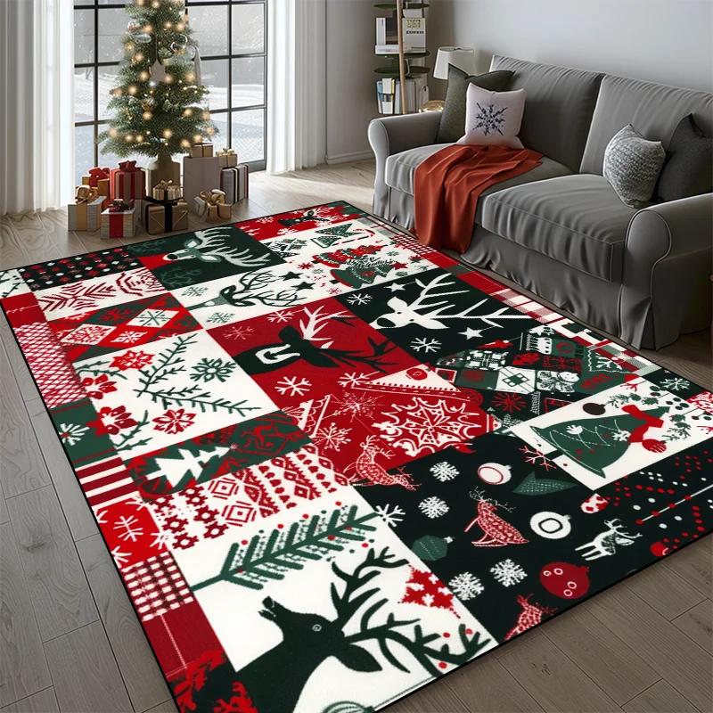 Christmas Cute Pattern Carpet for Living Room Home Decor Sofa Table Large Area Rugs Hallway Balcony Fluffy Mat Non-slip Doormat