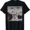 Funny Cat Selfie With Cat UFO Meme Cat Meme Alien Invasion T-Shirt