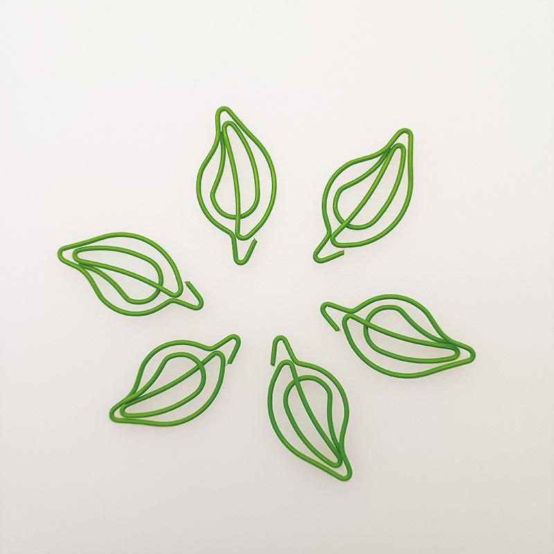 20Pcs Cute Fresh Leaf-shaped Paperclips Art Metal Bookmarks Index Tab Document Test Paper Binder Clips School Office Stationery