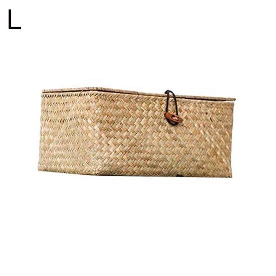 Retro Stroh Woven Make-Up Lagerung Box Spielzeug Halter Korb Hause Kleinigkeiten Organizer