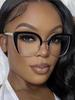 Quality Cat Eye Half Frame Glasses Anti Blue Light Oversized Retro Trend Fashion Eyewear for Women