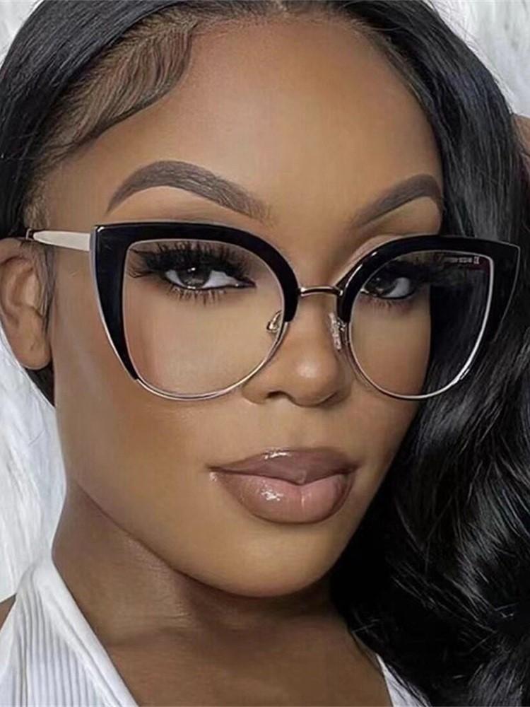 Quality Cat Eye Half Frame Glasses Anti Blue Light Oversized Retro Trend Fashion Eyewear for Women
