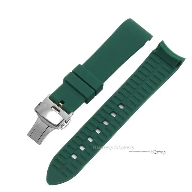 Curved End Silicone Strap for Swatch Stainless Steel Buckle 20mm 22mm Men Women Soft Waterproof Replace Watch Band for Seiko