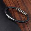 New Style Male Bracelet with Stainless Steel Beads Punk Braided Leather Bracelets Jewelry for Men 2026 Surprise Gift