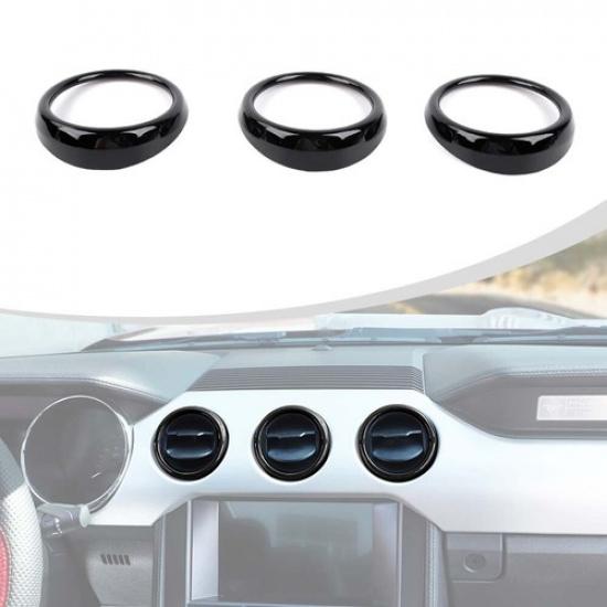 3x Black Center Console AC Air Vent Outlet Decor Cover Trim for Ford Mustang 15+