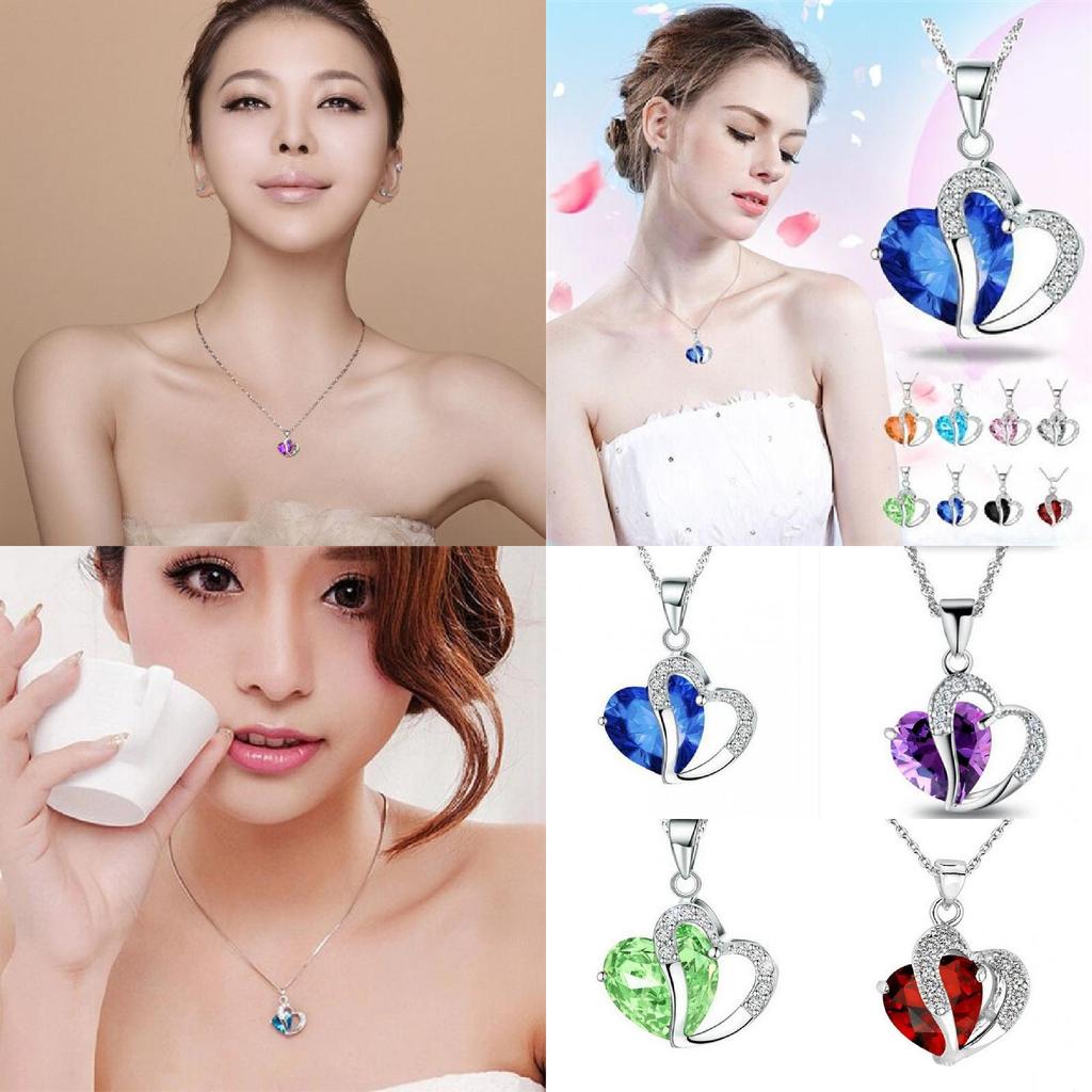 Korean Style Heart-shaped Zircon Crystal Necklace Collarbone Chain For Women Employee Benefits Wedding Travel Souvenir K132