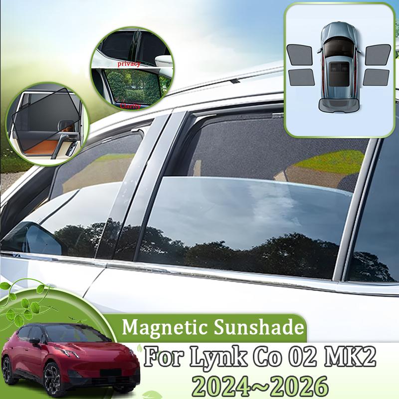 Magnetic Car Sunshade For Lynk Co 02 MK2 Z20 E335 2024 2025 2026 Mesh Sun Shade Windshield Side Window Visor Tools Accessories