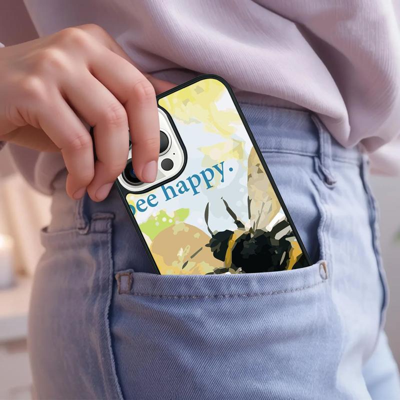Bee-Happy Phone Case For iPhone 17 Air 15 16e 14 13 Pro Max Coque 12 11 Pro Max PLUS cover