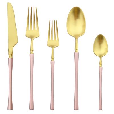 5 st/set matt servis 304 rostfritt stål servis set rosa guld bestick set Dessert gaffel knivar sked kök bestick set