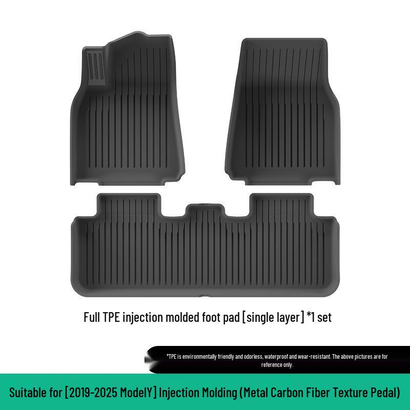 Eco-Friendly TPE Car Floor Mats for 2019-2025 Tesla Model Y, Left/Right Drive.