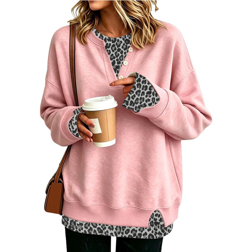 Damen Lässiger Zweiteiler mit Print Langarm Lockerer Schnitt Sweatshirt