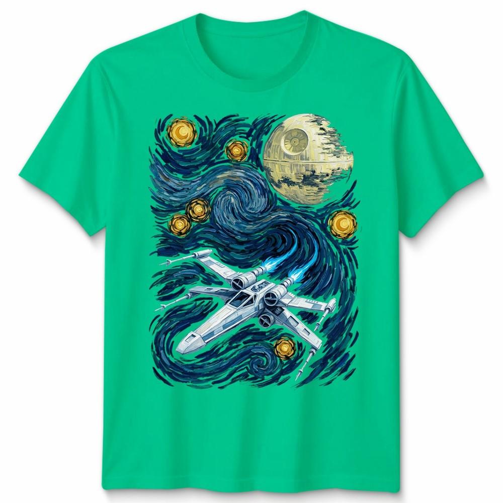 Starry Night Unisex T Shirt Rebel Fighter Sci Fi Geek Graphic Tee S