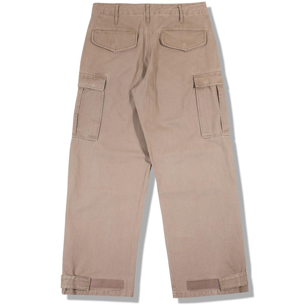 GUBIN Wide Cotton Military Cargo Pants - Beige