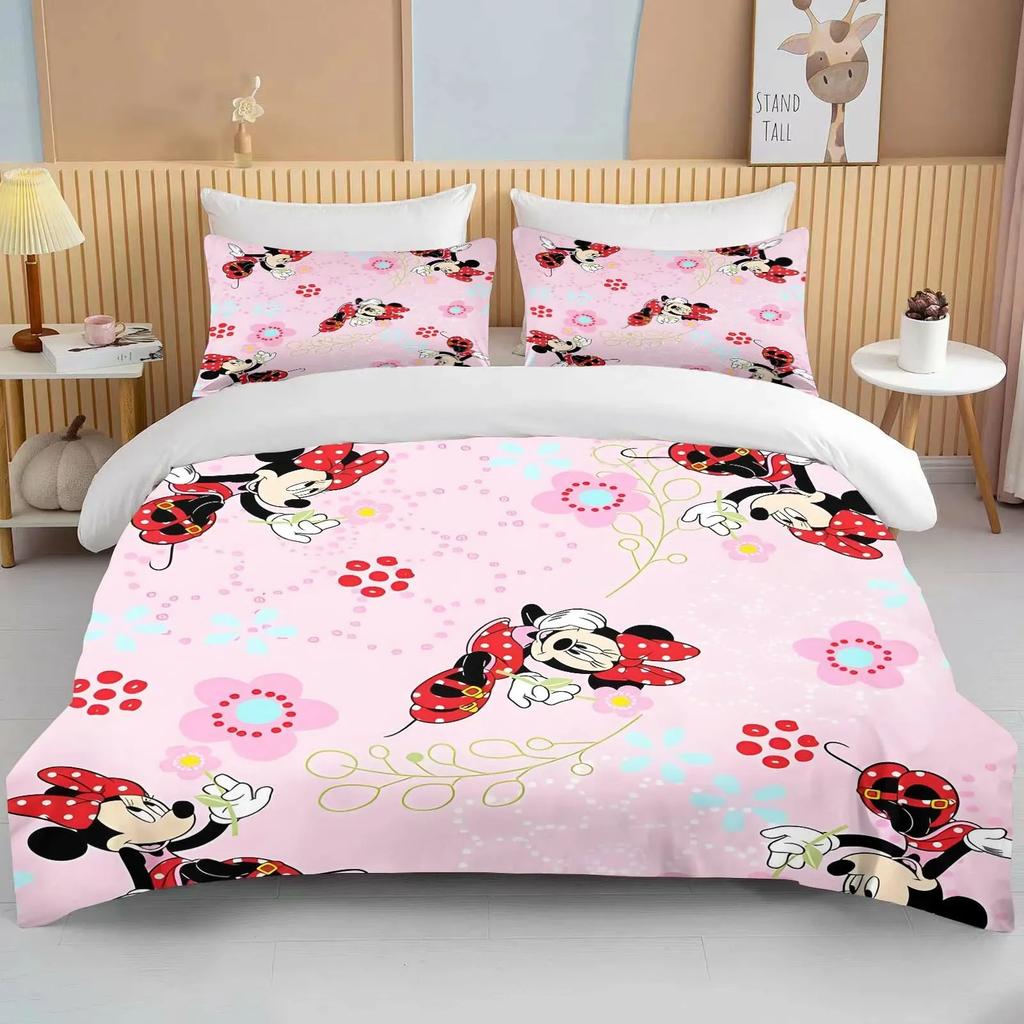 Minnie Mouse Bedding Sets Soft Comforter Cover Bed Cover Duvet Cover Pillow Case 2-3 Pieces Sets Bedroom Decoration