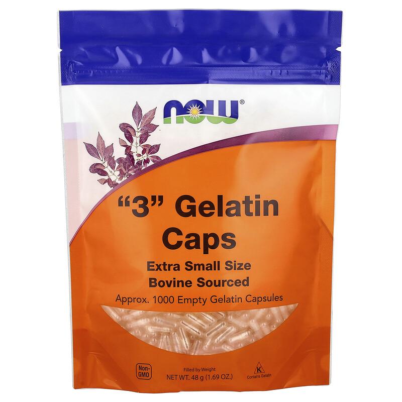 "3" Gelatin Caps, Extra Small Size, Approx. 1,000 Empty Gelatin Capsules, 1.69 oz (48 g)