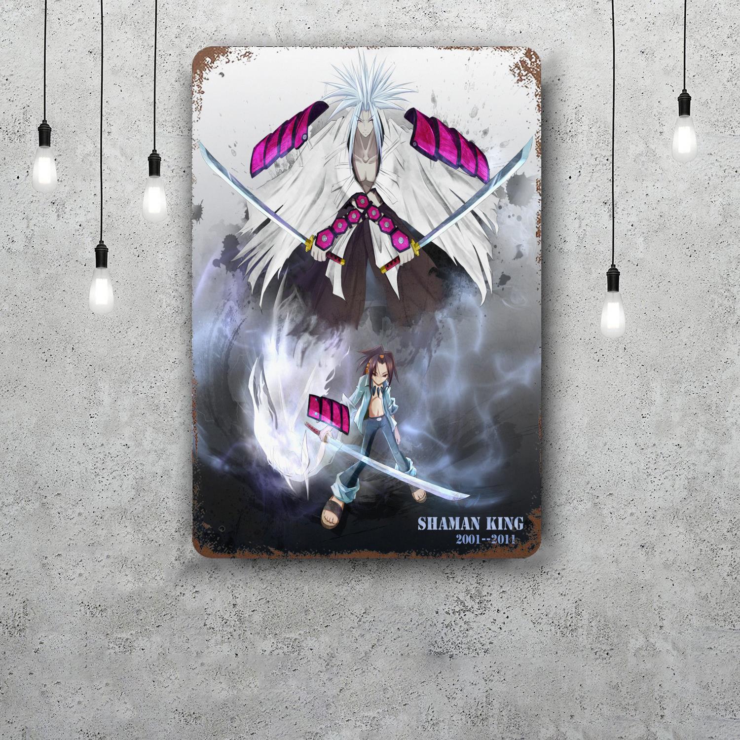 

shaman king anime Decor Poster Vintage Tin Sign Metal Sign Decorative Plaque for Pub Bar Man Cave Club Wall Decoration 20x30cm（7.8x11.8inch）