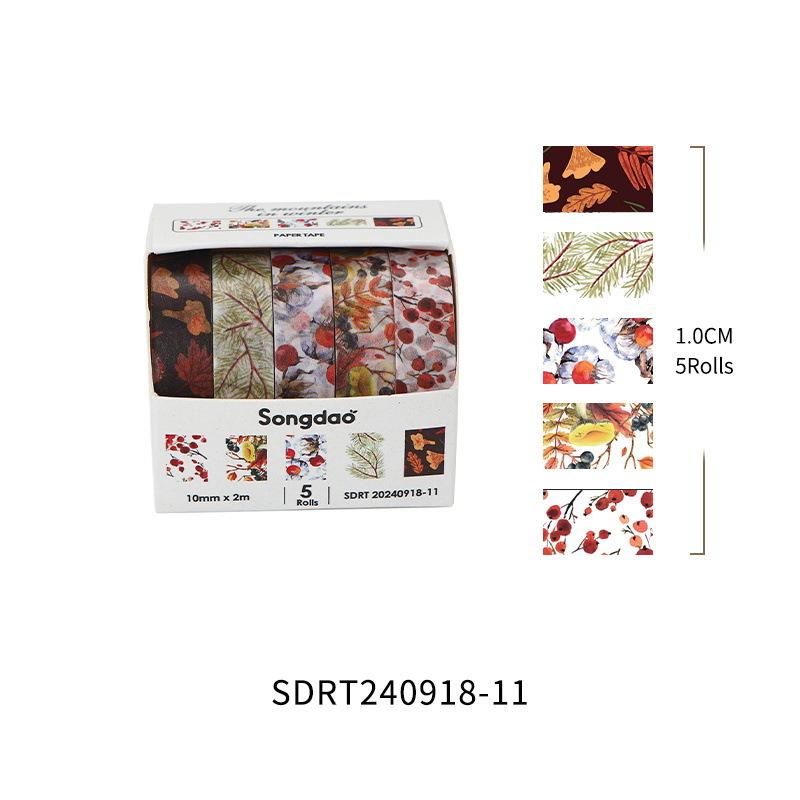 5 Rollen/Set Winterberg-Serie Blumen Washi Tape Saisonale Blumen Blätter Dekorativ Schnee Masking Tapes für Kunst DIY