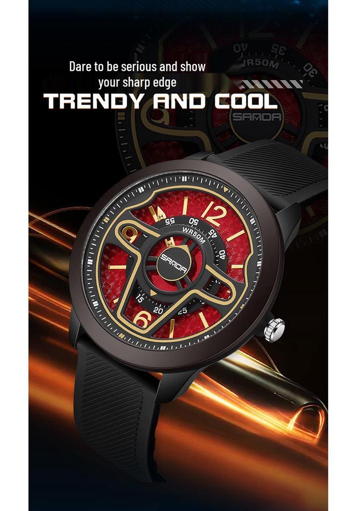 Sanda Creative 3D Hollow Electronic Watch – Trendy Unisex Steering Wheel Design