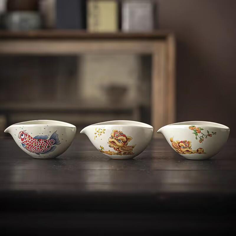 Grass And Wood Gray Glaze Xishi Zen Justice Cup Handmade Ceramic Heat-Resistant Tea Dispenser Kung Fu Tea Set Eagle Beak Uniform Cup