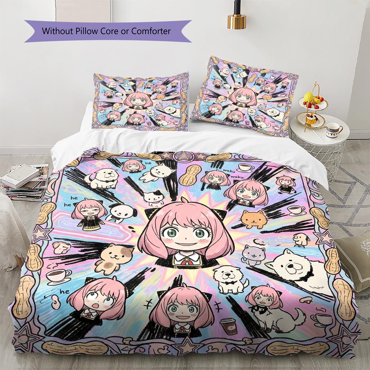 

Anya Forger Pattern Bedding Quilt Set Quilt Cover Pillowcase Home Decoration Birthday Gift (1 * duvet cover + 2 * pillowcase, without core) 135x200cm