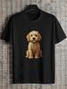 1pc Casual Short Sleeve T-shirt - Fluffy Golden Retriever Puppy Graphic