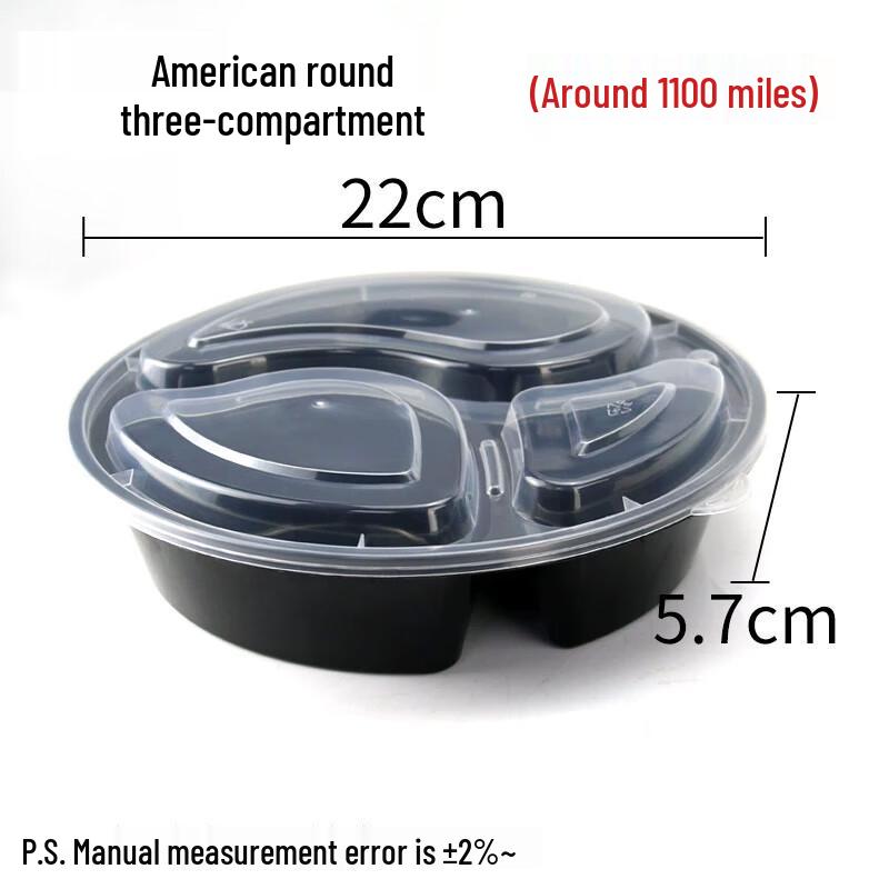 Disposable Round 3-Compartment Takeout Container