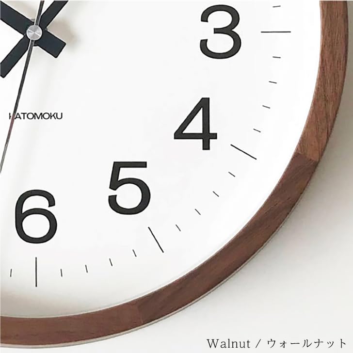 KATOMOKU Muku Clock 16 Walnut km-113WARC Wall Clock with Continuous Second Hand, 30.6cm Diameter (Radio-Controlled Clock)