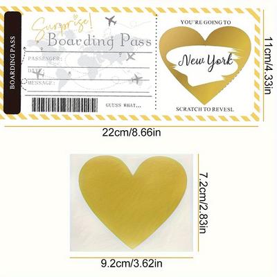 Romantic Surprise Travel Scratch Off Cards for Birthdays, Weddings & Parties - Boarding Pass Ticket Style Gift