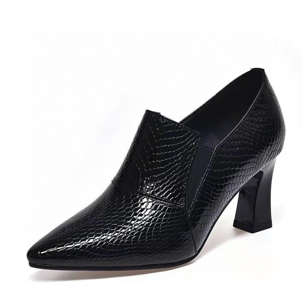 Spitze tiefe Öffnung Einzelne Schuhe Damenschuhe hohe Absätze Frühling neu dünn Arbeitsschuhe Rindsleder Damen Einzelne Schuhe