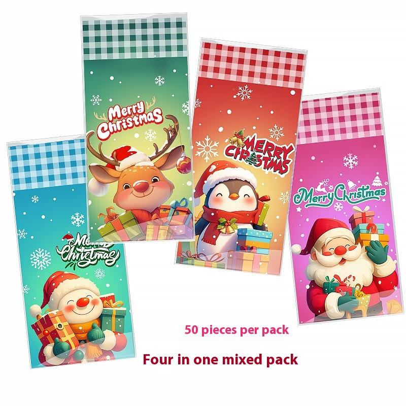 50/100 ks Vánoční dárkové tašky Vánoční dekorace pro domov 2026 Vánoční dárky Rok Santa Claus Sněhulák Balicí tašky