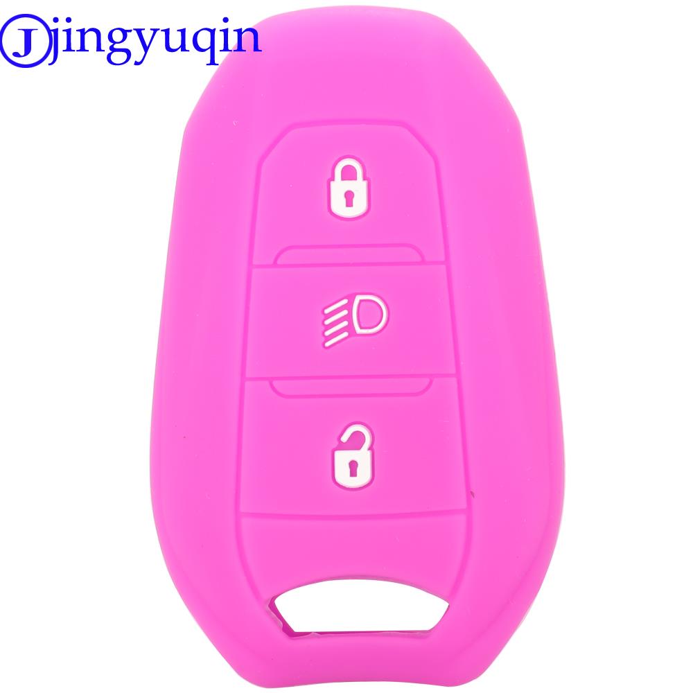 Jingyuqin Shell Cover Holder Car Key Fob Case For Peugeot 208 DS3 5008 DS5 DS6 For Citroen C4 C5 X7 Silicone Rubber Smart
