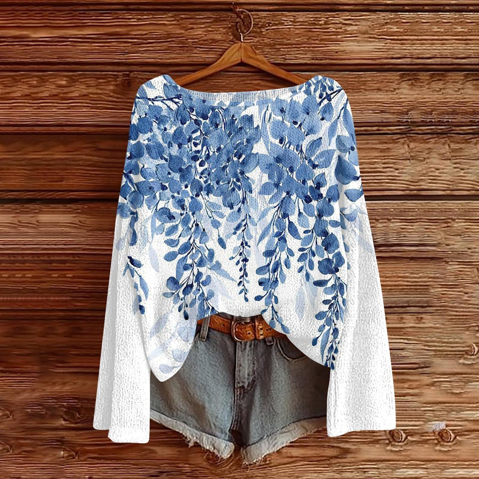 

Свитшоты для женщин Вязаный свитер Милая рубашка Осенний круглый вырез Пуловер Топы L