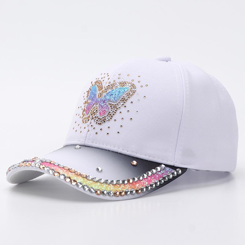 Xiyin strass fjäril hjärta basebollkeps dammode gradient anknäbbshatt