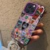 Evil Eye Glossy Heart Pattern Electroplate Silver IMD Phone Case For iPhone 16 Pro Max 15 14 13 12 11 7 8 16 Plus X XS XR Cover