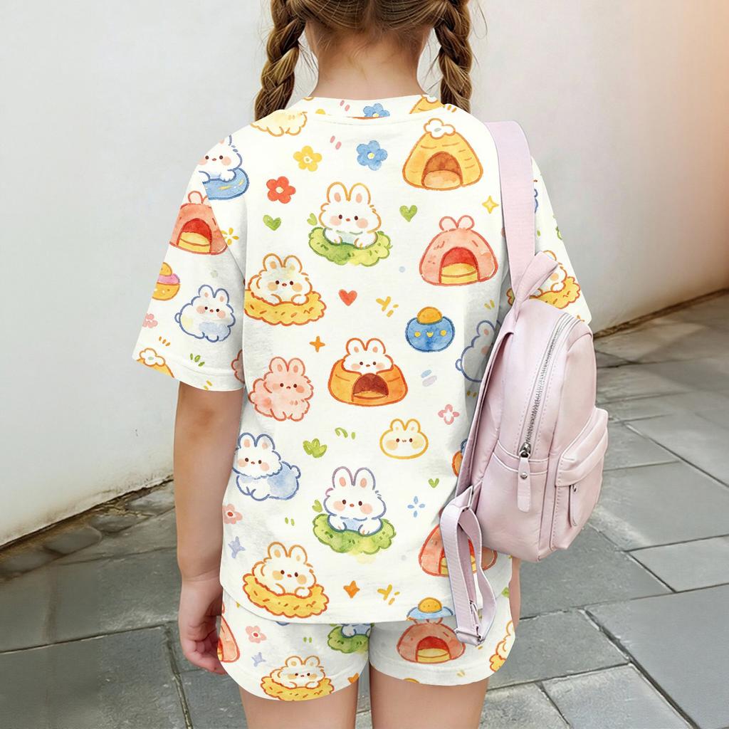 Kids Casual Short Sleeve Top and Shorts Set Animal Print Lightweight Soft Fabric Summer Outfit for Boys and Girls Comfortable Fit