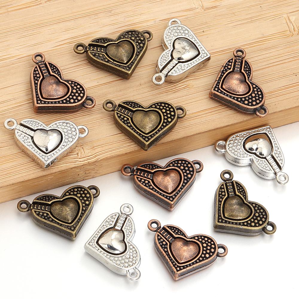 5 pièces Attaches Magnétiques en Alliage en Forme de Cœur 16x25mm Fermoirs Métalliques Exquis Connecteurs Breloques Pour la Fabrication de Bijoux Bracelets DIY Accessoires