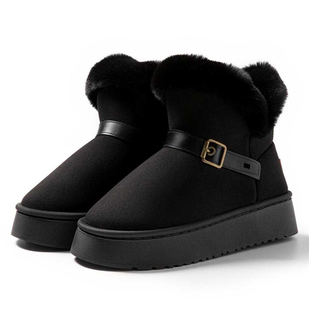 New Women's Low Top Plush Loop Mouth Warm and Stylish Thick Soled Midsole Fluffy Cotton Shoes Snow Boots