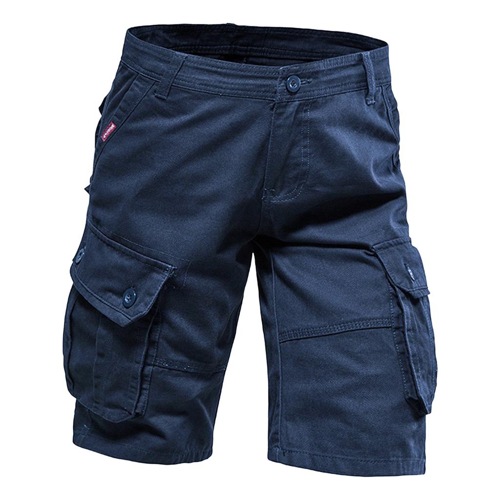 Men's Summer Multi-Pocket Cargo Shorts Men's Casual Fashion Solid Color Loose Cargo Shorts
