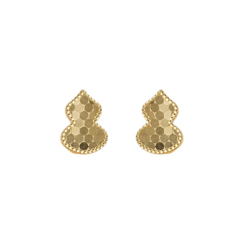 S999 Sterling Silver Crushed Ice Gourd Earrings - Sparkly Chinese Style for Women, Luxe Light, Elegant Niche Design