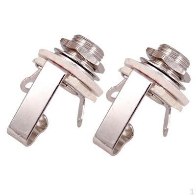 2 Stücke Gitarre Bass Zubehör 6,35mm Buchse Stecker für Saiteninstrument-Silber,