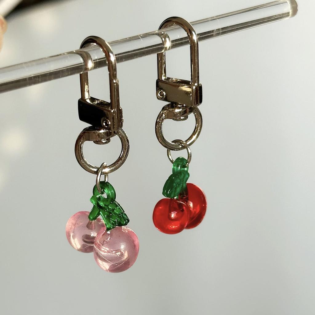 Lovely Cherries Pendant Keychain Bag Charm Eye Catching Fruit Cherries Keyring Acrylic Pendant Phone Charm Bag Accessory
