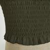 Women Vintage Off Shoulder Blouse Tie Front Mid Sleeve Casual Top Elastic Waist Ruffle Hem Shirt
