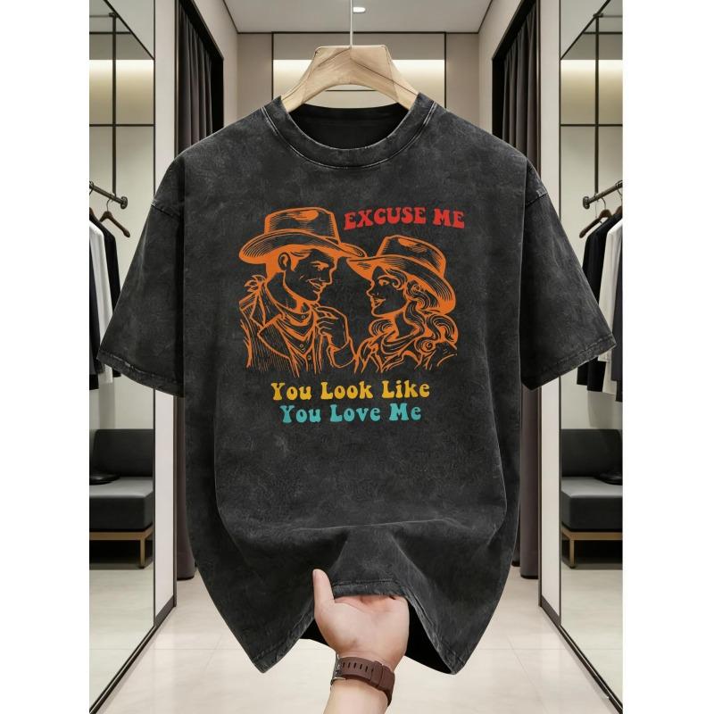 

European sizes Vintage Old School Streetwear Loose Crew Neck Fit Printed T-Shirt, Street Style, Distressed, Washed Black, Short Sleeve S чёрный