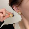 6Pairs Elegant Geometry Trim Edge Pearl Stud Earrings Gold Color Imitation Style for Wedding Ceremony